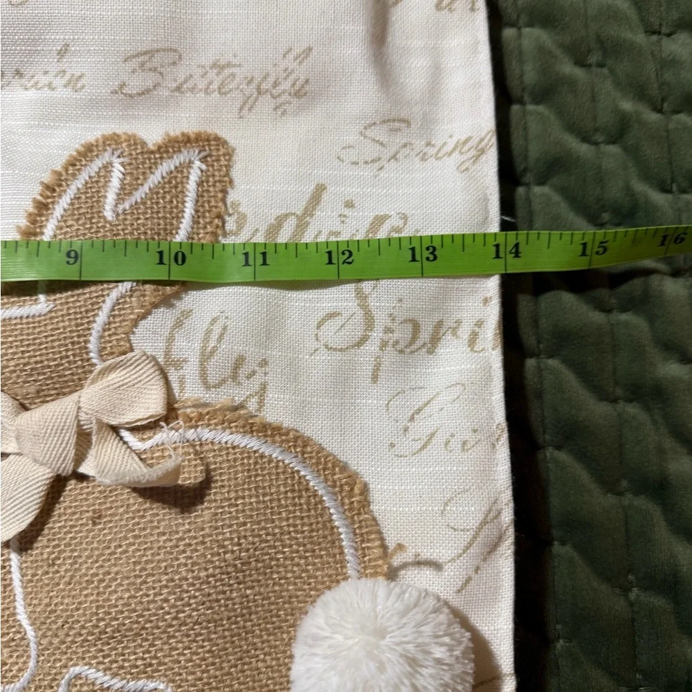 Domain table runner Easter Spring bunnies rabbits beige off white 14 inches wide